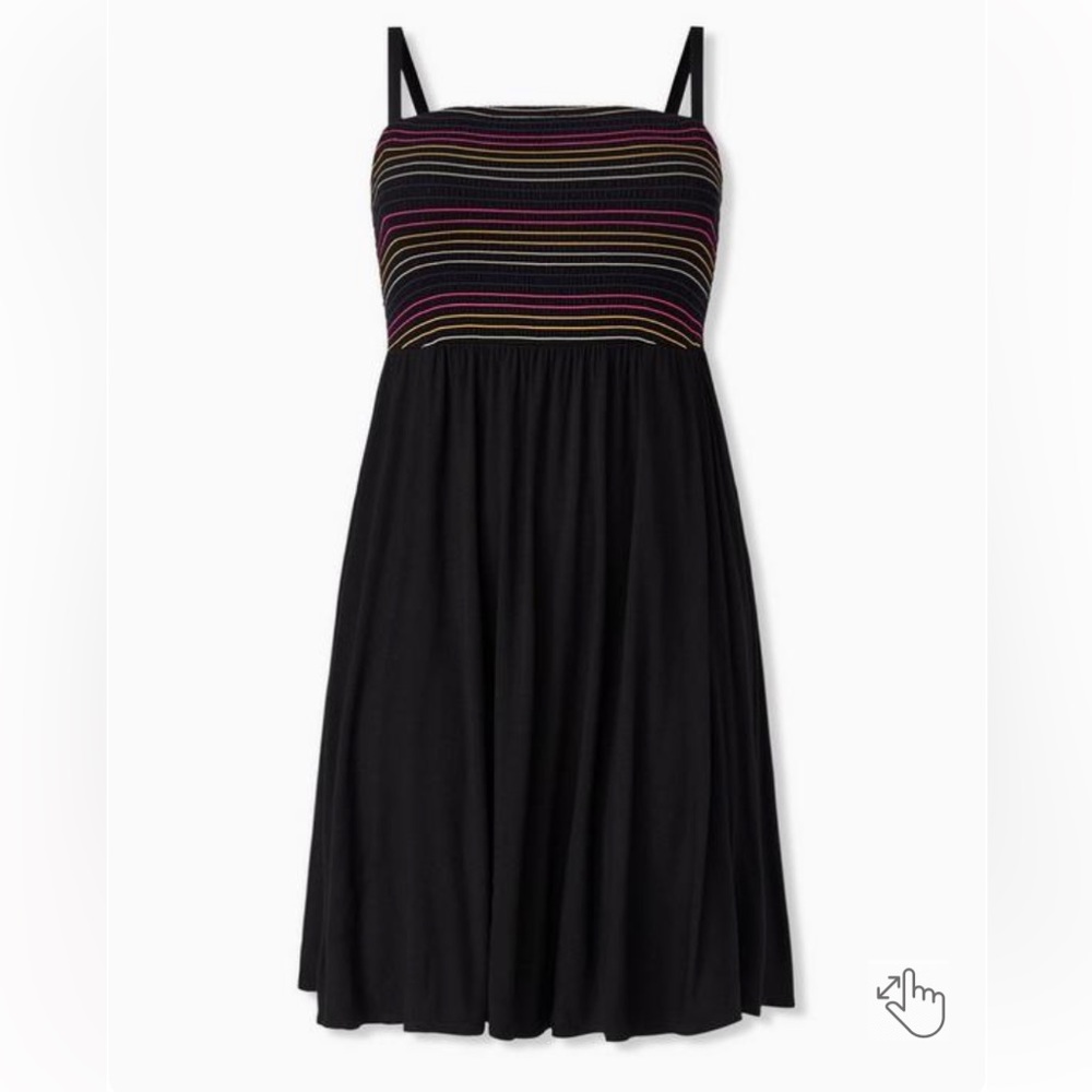 ‼️SALE‼️Super Soft Black & Rainbow Stripe Strapless Skater Dress size 4